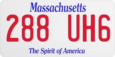 MA license plate 288UH6