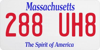 MA license plate 288UH8