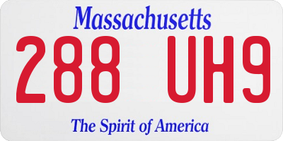 MA license plate 288UH9