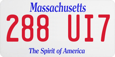 MA license plate 288UI7