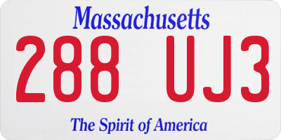 MA license plate 288UJ3