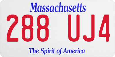 MA license plate 288UJ4