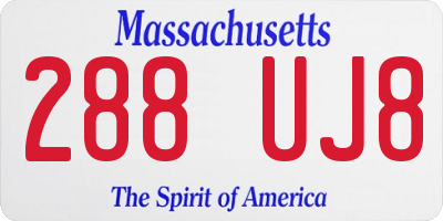 MA license plate 288UJ8
