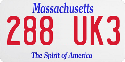 MA license plate 288UK3