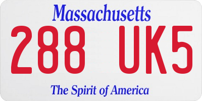 MA license plate 288UK5