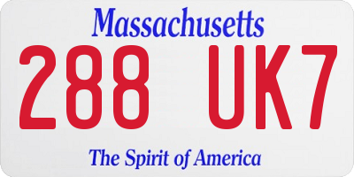 MA license plate 288UK7