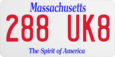 MA license plate 288UK8