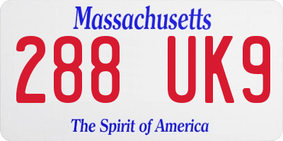 MA license plate 288UK9