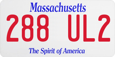 MA license plate 288UL2
