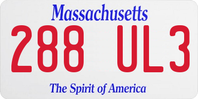MA license plate 288UL3