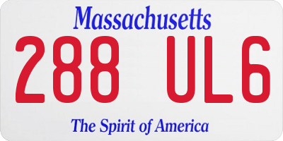 MA license plate 288UL6