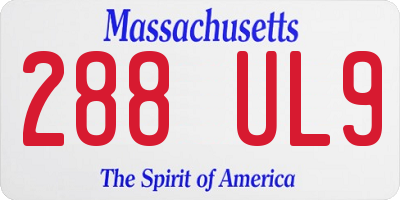 MA license plate 288UL9