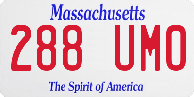 MA license plate 288UM0