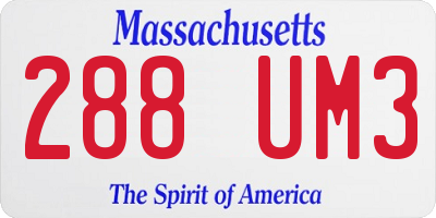 MA license plate 288UM3
