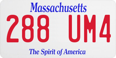 MA license plate 288UM4