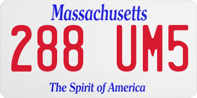 MA license plate 288UM5