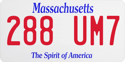 MA license plate 288UM7