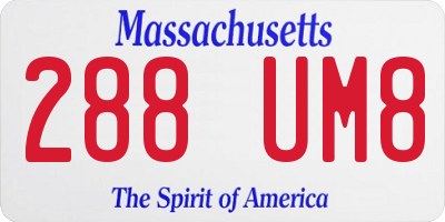 MA license plate 288UM8