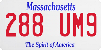 MA license plate 288UM9