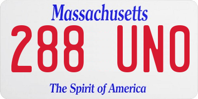 MA license plate 288UN0