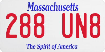 MA license plate 288UN8