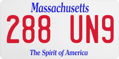 MA license plate 288UN9