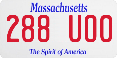 MA license plate 288UO0