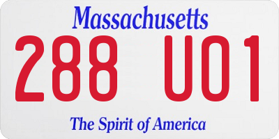 MA license plate 288UO1