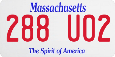 MA license plate 288UO2