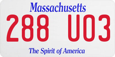 MA license plate 288UO3