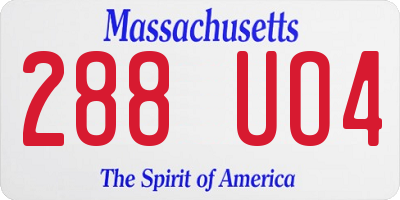MA license plate 288UO4