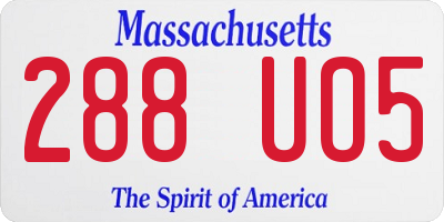 MA license plate 288UO5