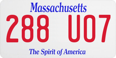 MA license plate 288UO7