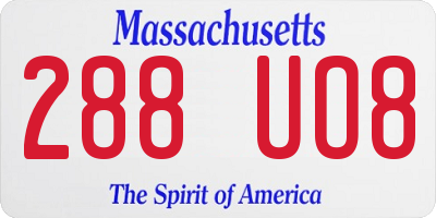 MA license plate 288UO8