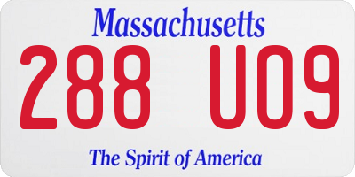 MA license plate 288UO9