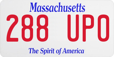 MA license plate 288UP0