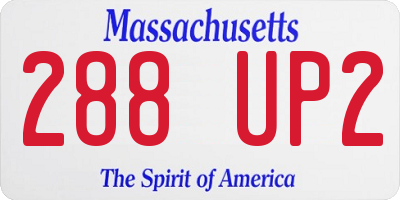 MA license plate 288UP2