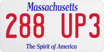 MA license plate 288UP3