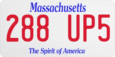 MA license plate 288UP5
