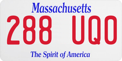 MA license plate 288UQ0