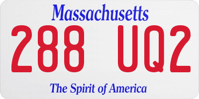 MA license plate 288UQ2