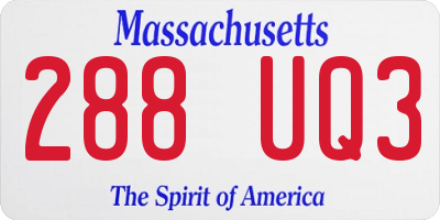 MA license plate 288UQ3