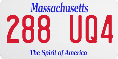MA license plate 288UQ4