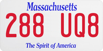 MA license plate 288UQ8