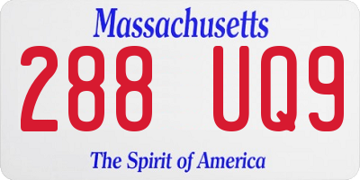 MA license plate 288UQ9