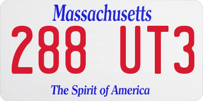 MA license plate 288UT3
