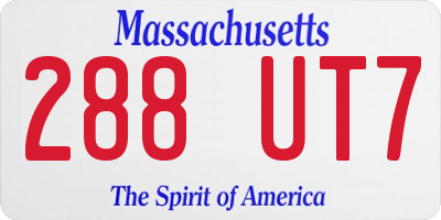 MA license plate 288UT7