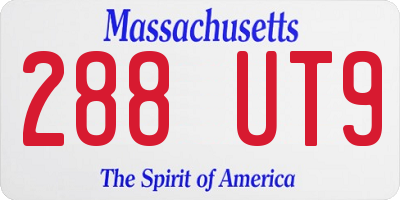 MA license plate 288UT9