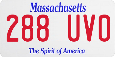 MA license plate 288UV0