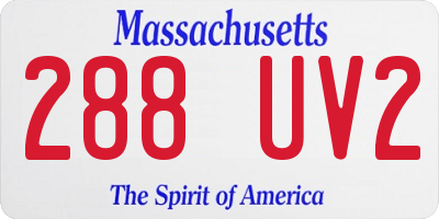 MA license plate 288UV2
